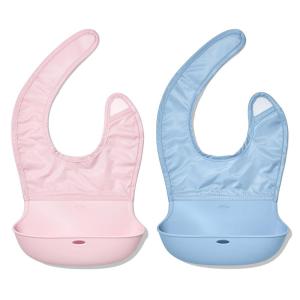 OXO Tot Roll-Up Bib 2 Pack – Pink/Teal(Blossom/Dusk)
