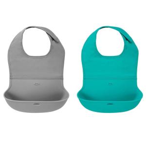OXO Tot Roll-Up Bib 2 Pack Gray/Navy(Teal/Gray)