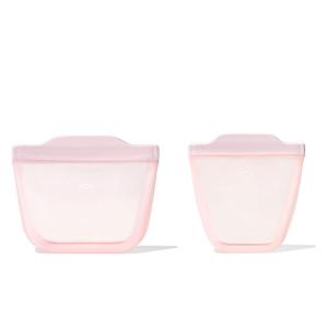 OXO Tot Silicone Reusable Bags – 2 Piece Cup and Snack Set – Blossom(Blossom)