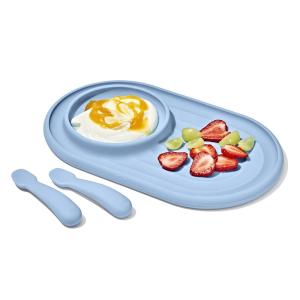 OXO Tot Textured Suction Plate & Spoons Set – 3-Piece – Dusk(Dusk)
