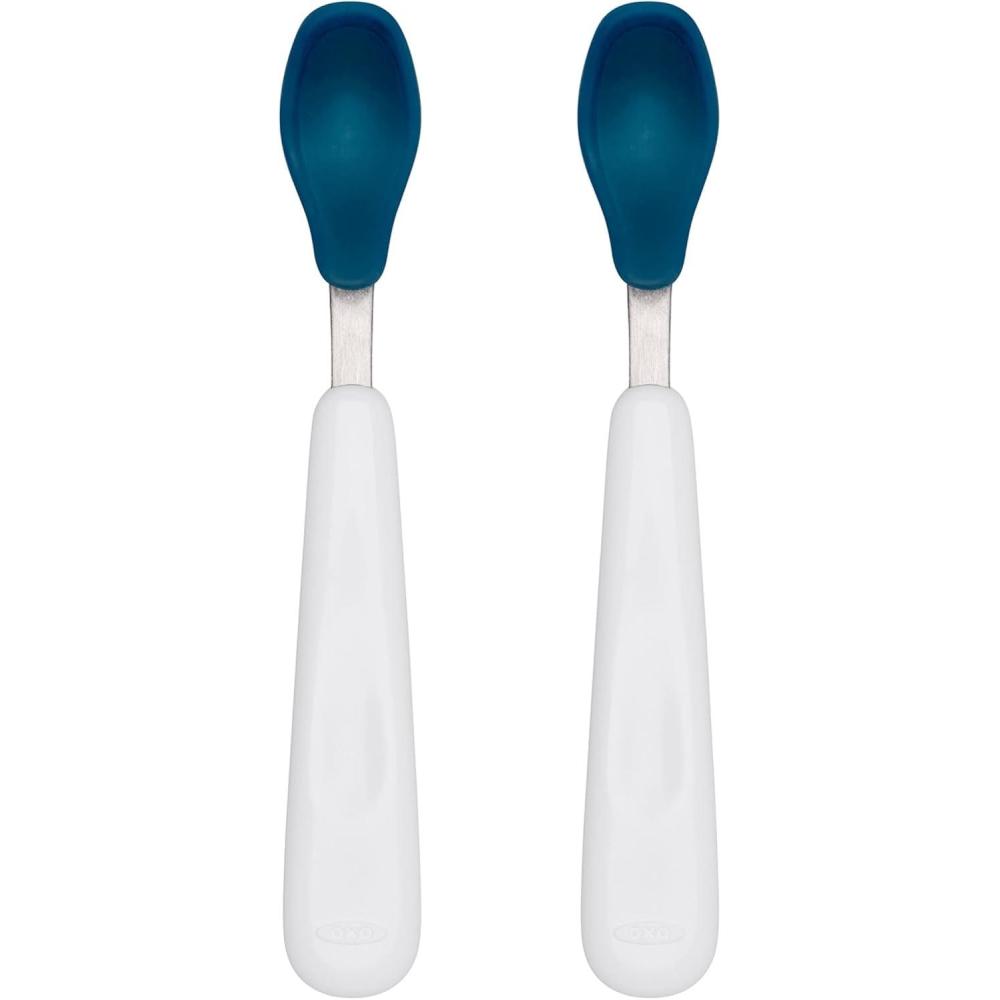 imageOXO Tot Feeding Spoon Set With Soft Silicone TealNavy