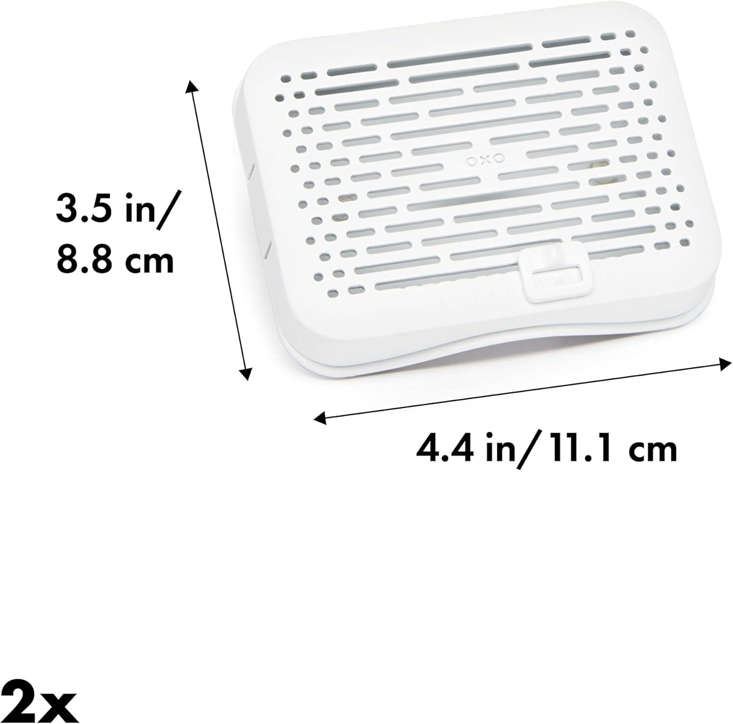 imageOXO GreenSaver Produce Keeper Mounted Crisper Drawer Insert with Suction Cups 2 Pack