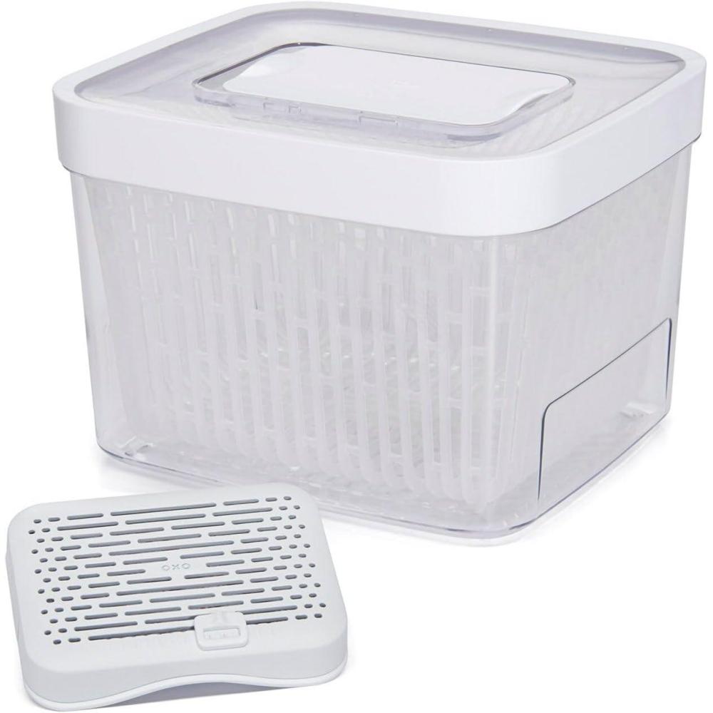 imageOXO GreenSaver Produce Keeper Mounted Crisper Drawer Insert with Suction Cups 2 Pack