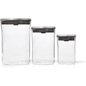 OXO Good Grips Round POP 2.0-3 Piece Graduated Set (1.5, 3.3, 5.2 qt included), White(0.6 qt  1.5 qt  3.3 qt)